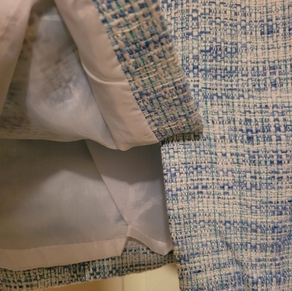 Josephine Blue & White Tweed Pencil Skirt Lined Back Zip Size 6 EUC - Picture 5 of 7